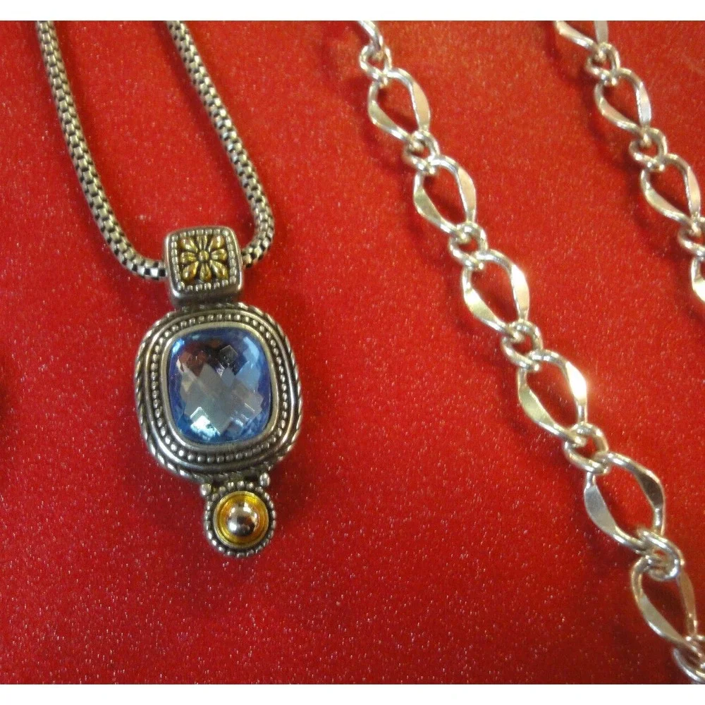 4‎ Brighton Necklace Pendant jewelry lot chain rhinestone black beads blue +